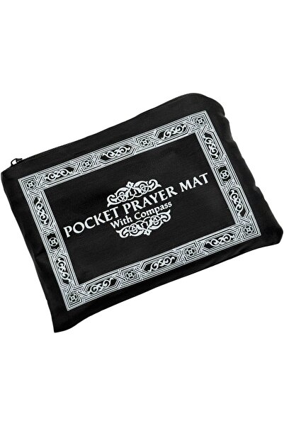 B&D Portable Prayer Rug - banddtools, Black Compass Design, 60×100 cm, Foldable with Carry Bag