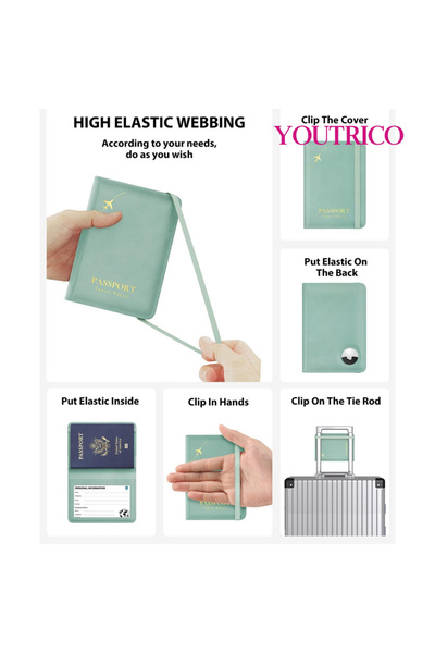Youtrico حامل جواز سفر Air Tag، غطاء محفظة جواز سفر RFID، حافظة حماية جواز السفر، بدون Airtag،