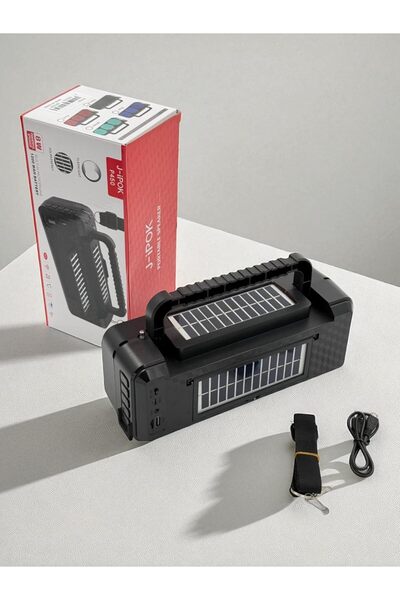 Generic P450 Portable Solar-Powered Speaker with LED Flashlight, Bluetooth (Black/Red)