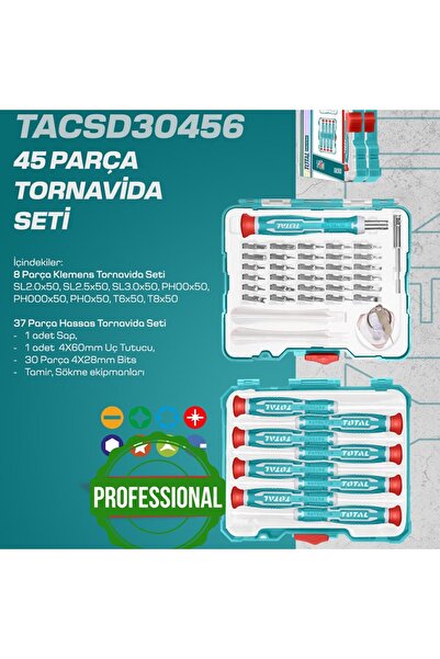 TOTAL 45 Parça Tornavida Seti TACSD30456