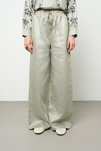 Orfeo Negro Women's Wide Leg Elastic Waist Lace-Up Solid Color Trousers