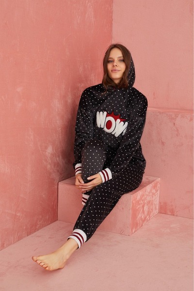 ELİTOL Velvet Wow Pop Art Women's Home Set - Smoked