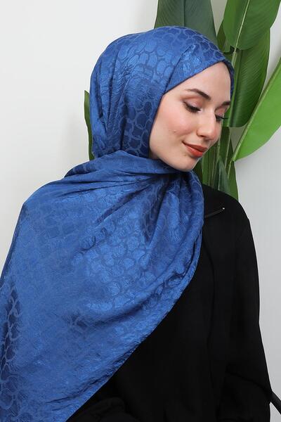 GİYZAMİLA Halka Aerobin Shawl Indigo