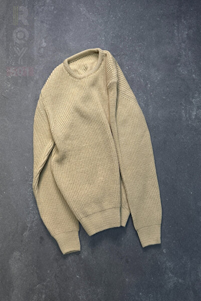 ROY501 Men's Crew Neck Sweater Winter Thick Knitwear Sweater Crew Neck Sweater Men