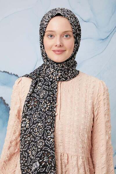 Levidor Matte black bud pattern cotton shawl