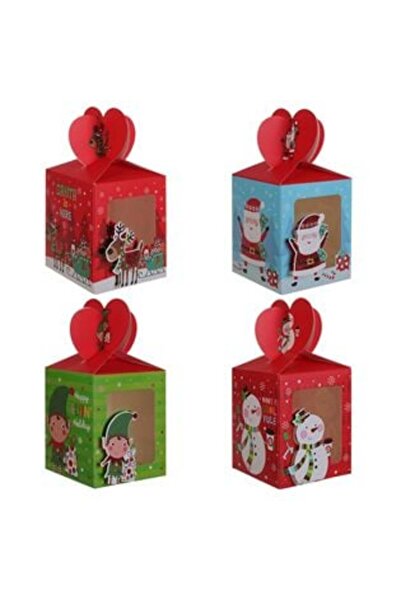 Jumbo Red Christmas Candy Boxes with Window 10.5 x 10.5 x 23 cm - 4 pcs