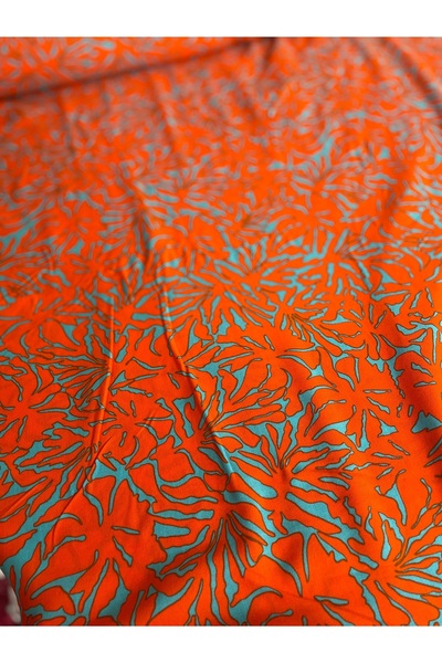 Butik turuncu desenli viskon kumaş