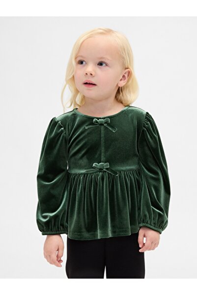 GAP Kız Bebek Yeşil Kadife Fiyonk T-Shirt