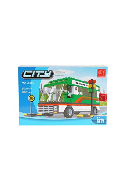 hak-iş oyuncak City Green Bus and Traffic Lights 260 Pieces Building Block Set