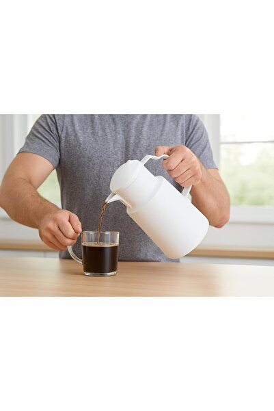 B&D Vacuum Bottle, 1.0 L, Stainless Steel, White, Insulated