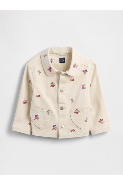 GAP Kız Bebek Krem Kalp Cepli Ceket