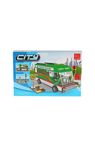 hak-iş oyuncak City Green Bus and Traffic Lights 260 Pieces Building Block Set