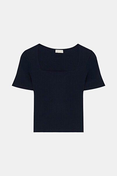 W Collection Dark Blue Square Neck T-Shirt