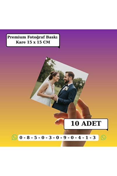 Mementoboxes Kişiye Özel Premium Fotoğraf Baskı 10 Adet Kare (15X15) Cm