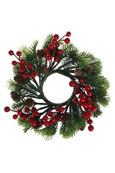 Jumbo Inel decorativ de Crăciun cu crengi de brad, fructe de pădure și conuri pentru lumânare Ø29 cm