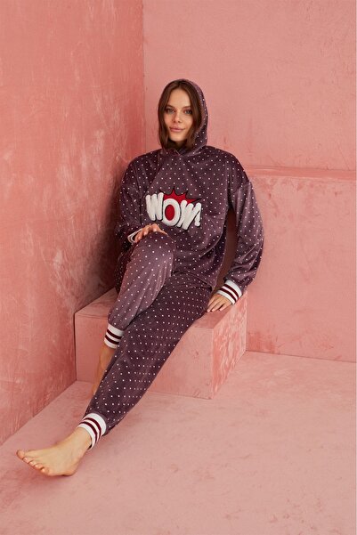 ELİTOL Set de acasă pentru femei WOW Pop Art din catifea - Liliac