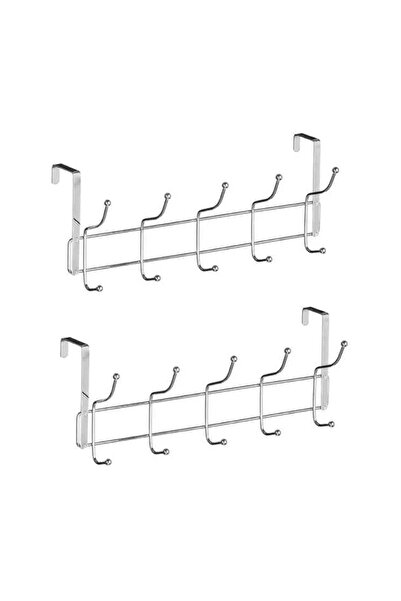 TEGRILO 2 Pcs Stainless Steel Over-Door Hanger with 10 Hooks, Silver 23×11×6 ...