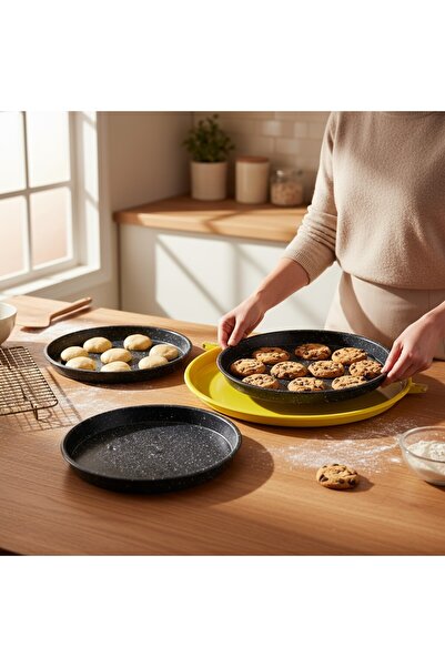 Efsun 3-Piece Pizza Tray Set - 27 cm 31 cm 35 cm Premium Pizza Chef Tray