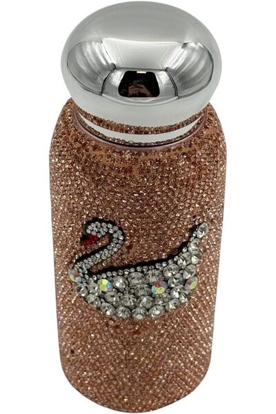 B&D Swan Crystal Luxury Thermal Flask 500ml, Pink Gold Glitter
