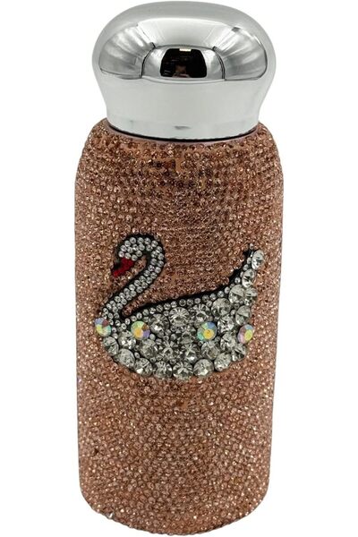 B&D Swan Crystal Luxury Thermal Flask 500ml, Pink Gold Glitter