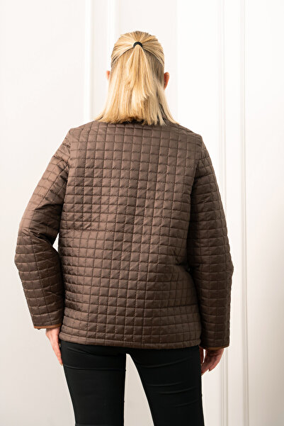 MissVina Palton clasic cu buzunare cu cusături matlasate 2614