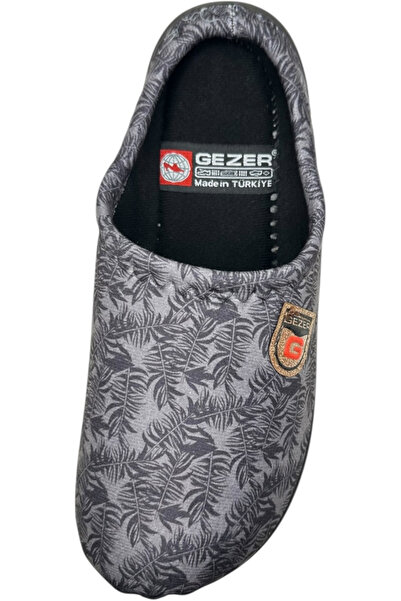 GEZER Men's slippers, light gray with Printed , size 44, 28 cm, comfortable and warm