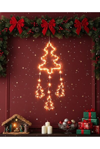 REDz Accessories Hanging LED Christmas Installation, "Christmas Tree Design", Fir Model, 90 cm, Yellow Light