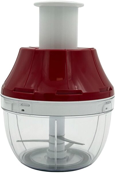 B&D Manual Food Chopper (Press Style) - Red Top, Transparent Bowl with White Lid - banddtools