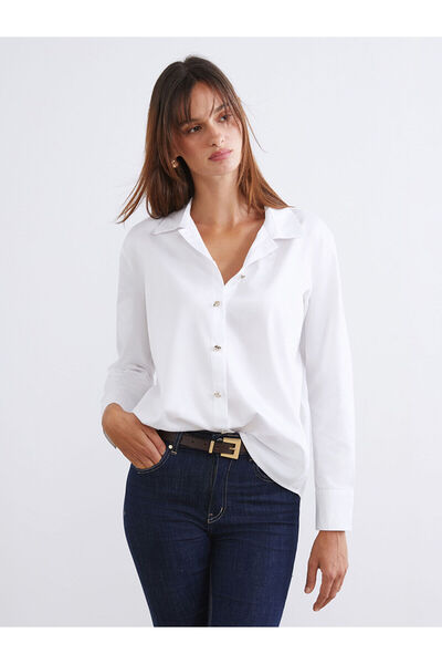 LC Waikiki Cămașă de damă Özmarka, din poplin, croială lejeră, sezon nou