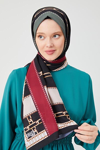 Levidor Haki Zincir Desen Violet Medine İpeği Şal