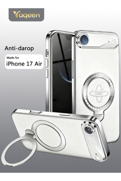 yaqeen iPhone 17 Air Case 360° Rotating Magnetic Bracket Protective Cover,Fully Wrapped Camera Protection