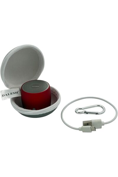 DALESH مكبر صوت بلوتوث محمول DLS-S03 - أحمر مع جراب واقٍ وكابل USB وحلقة تعليق