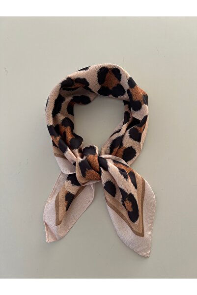 Whoknows Patterned Brown Beige Scarf Bandana Women's Clothing Accessory 50X50