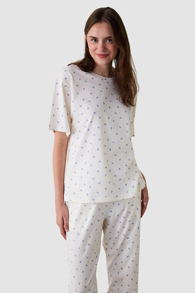 Penti Gardenya Hailee Floral Cotton Crew Neck Short Sleeve Pyjama Set