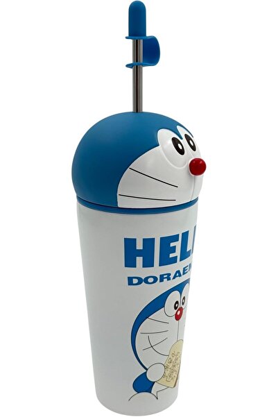 B&D Doraemon Vacuum-Insulated Kids Water Bottle by B&D, Blue & White, 600 ml with Straw Lid