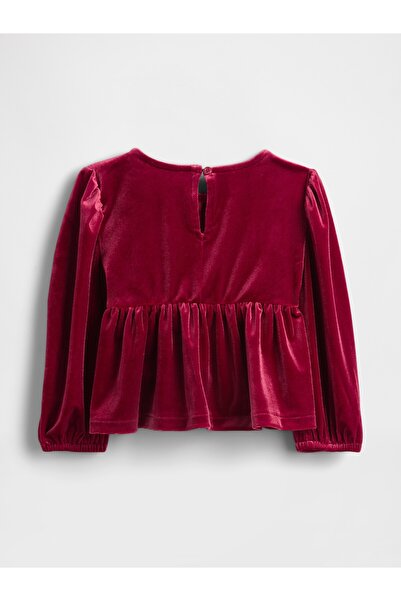 GAP Kız Bebek Kırmızı Kadife Fiyonk T-Shirt