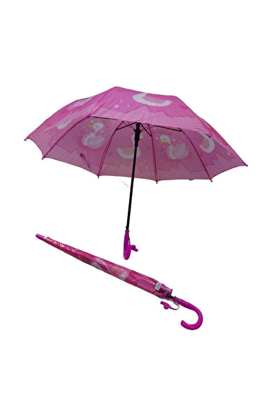 BLUEST SHOP Prenses Kuğu Çocuk Şemsiyesi Düdüklü Pembe