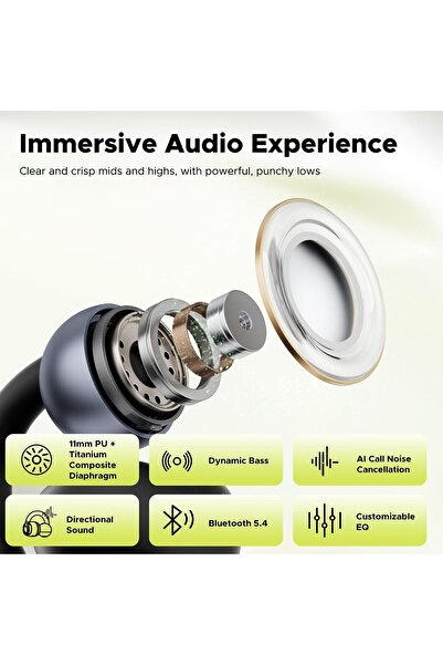 Generic YAMDROK NC1 Open-Ear Clip-On Bluetooth 5.4 Earbuds, 11mm Drivers, LED Display, App Control, 20h