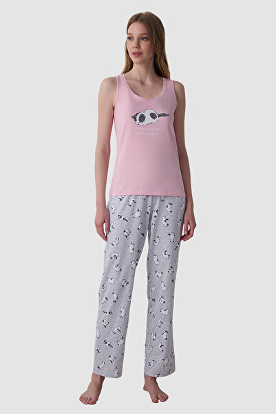 Penti Pink Crew Neck Strap Cotton Pyjama Set
