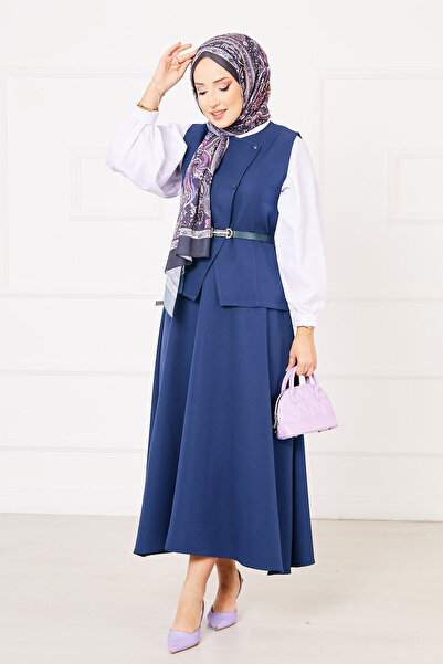 EBRUTESETTÜR Cross Buttoned Skirted Double Hijab Suit