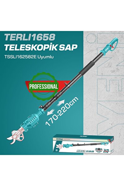 TOTAL AKÜLÜ BUDAMA MAKASININ TELESKOPİK SAPI - UZATMA ÇUBUĞU- TERLI1658 16V