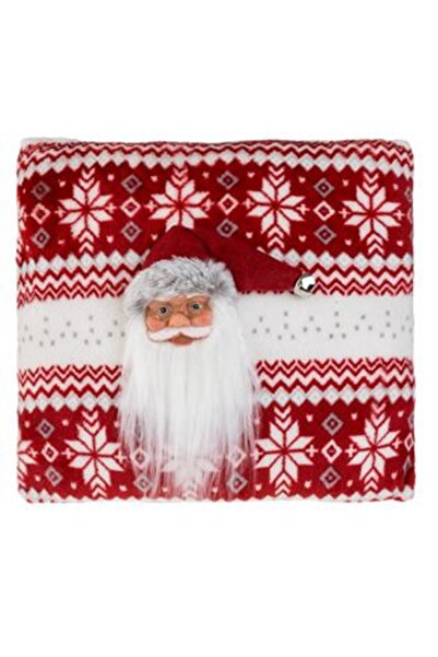 Silver Star Pernă decorativă de Crăciun, catifea albă, jacquard, Moș Crăciun,...