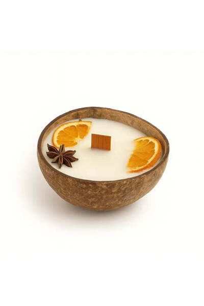 lunera Coconut shell candle – Winter Collection | Ø10 cm, soy wax, wooden wick