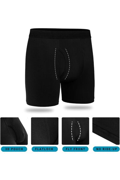 Indusrobe Men's Cotton Boxer Briefs - Soft, Breathable, Stretchable, Mid-Rise, Pack of 5 (Black & White)