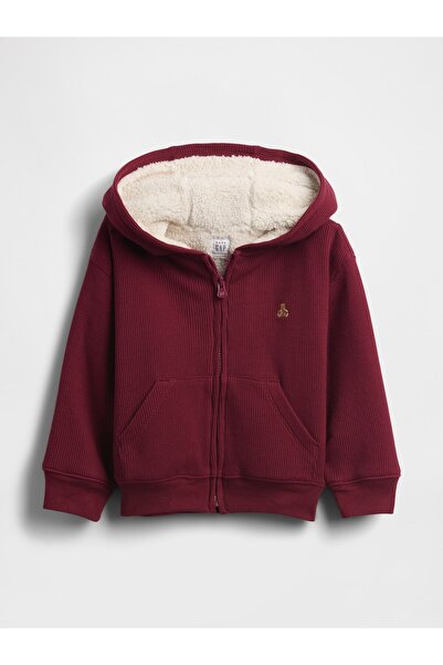 GAP Erkek Bebek Bordo Sherpa Astarlı Termal Fermuarlı Sweatshirt