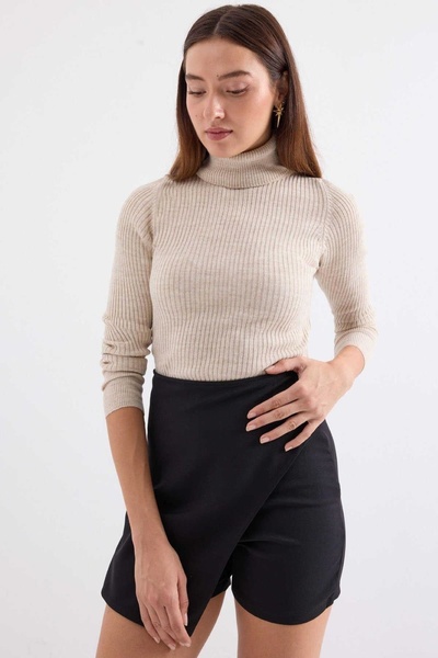 onno style women Fiber-Filled Fishman's Collar Basic Sweater