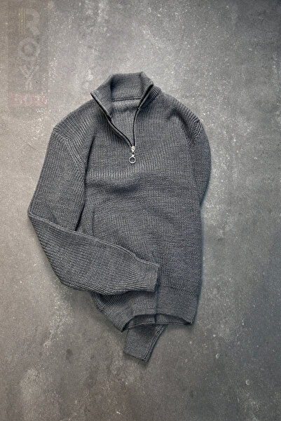 ROY501 Half Zipper Sweater Half Zipper Mock Neck Sweater Zippered Men's Knitwear Sweater