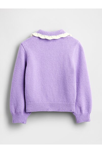 GAP Kız Bebek Mor CashSoft Yaka Detaylı Kazak