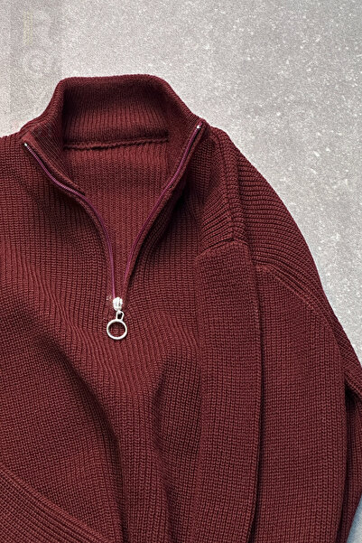 ROY501 Half Zipper Sweater Half Zipper Mock Neck Sweater Zippered Men's Knitwear Sweater