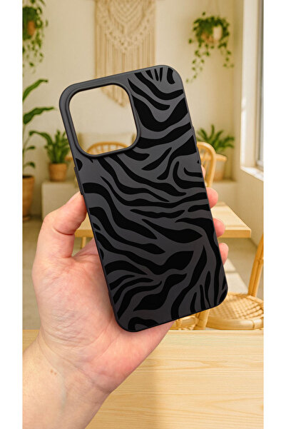 Vip Case iPhone 14 Plus ve 15 Plus Uyumlu Zebra Desenli Silikon Darbe Emici Klasik Korumalı Rubber Kılıf